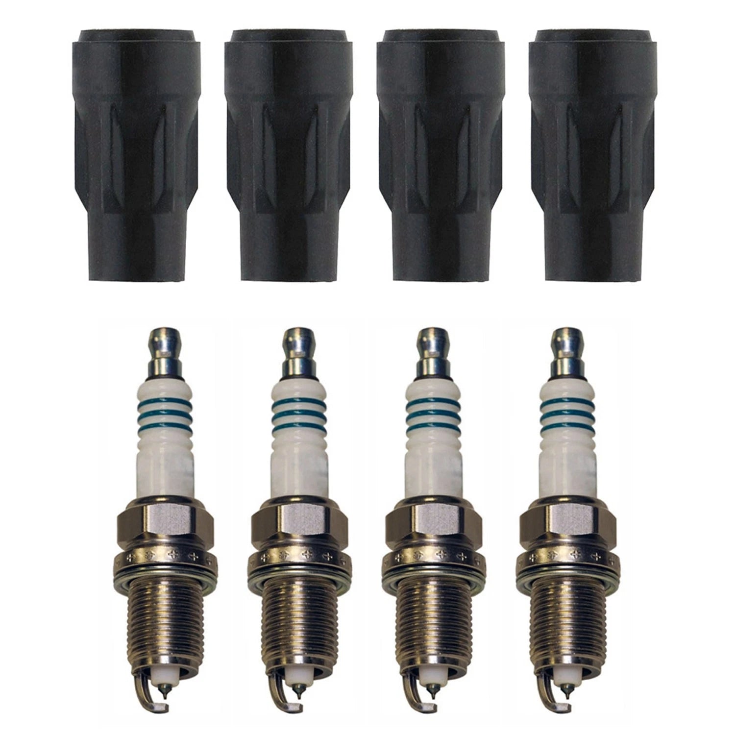 Set of 4 Denso Iridium Power Spark Plugs & Coil Boots for Avenger Caliber Patriot