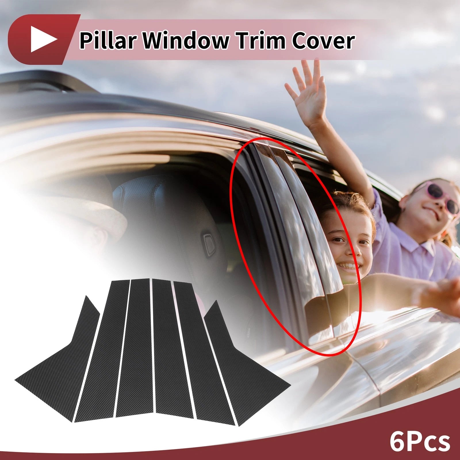 Door Pillar Window Trim for Hyundai Sonata (2020–2023) Carbon Fiber Black