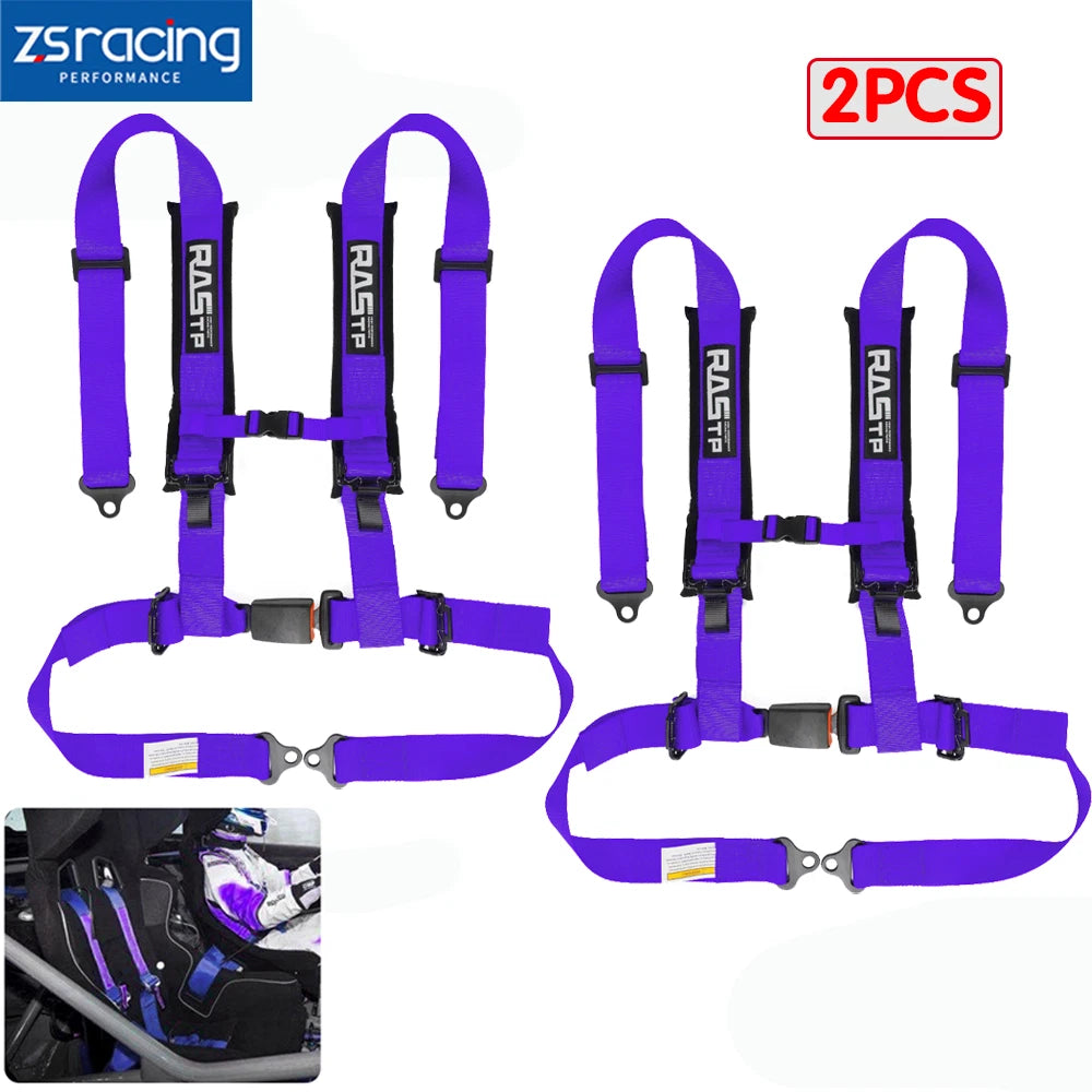Set of 2 Purple 4-Point Racing Seat Belt Harnesses for ATV