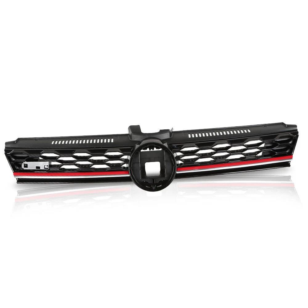 Front Hood Mesh Grille with Red Trim for VW Golf MK7 (2017–2019)