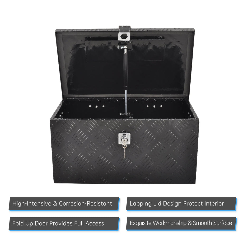 20" Black Aluminum Tool Box for Pickup Truck (Storage + Lock + Key)