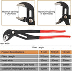 3Pcs Water Pump Pliers Set for Adjustable Slip-Joint Pipe Locking Tool