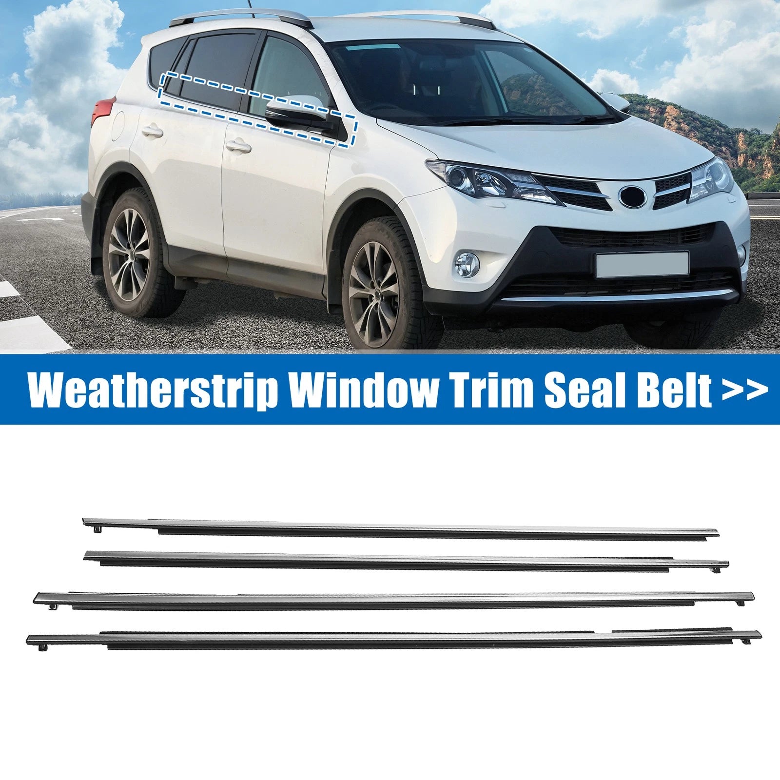 Set of 4 Weatherstrip Window Trim Seal Belt for Toyota RAV4 (2013–2018)