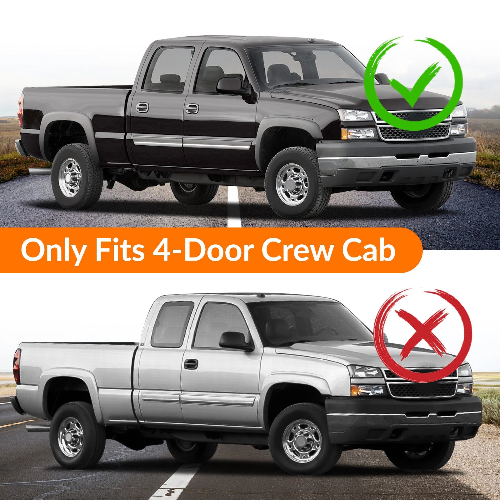Steel Rocker Panel for Chevy Silverado Sierra 1500 2500HD 3500HD (1999–2007)