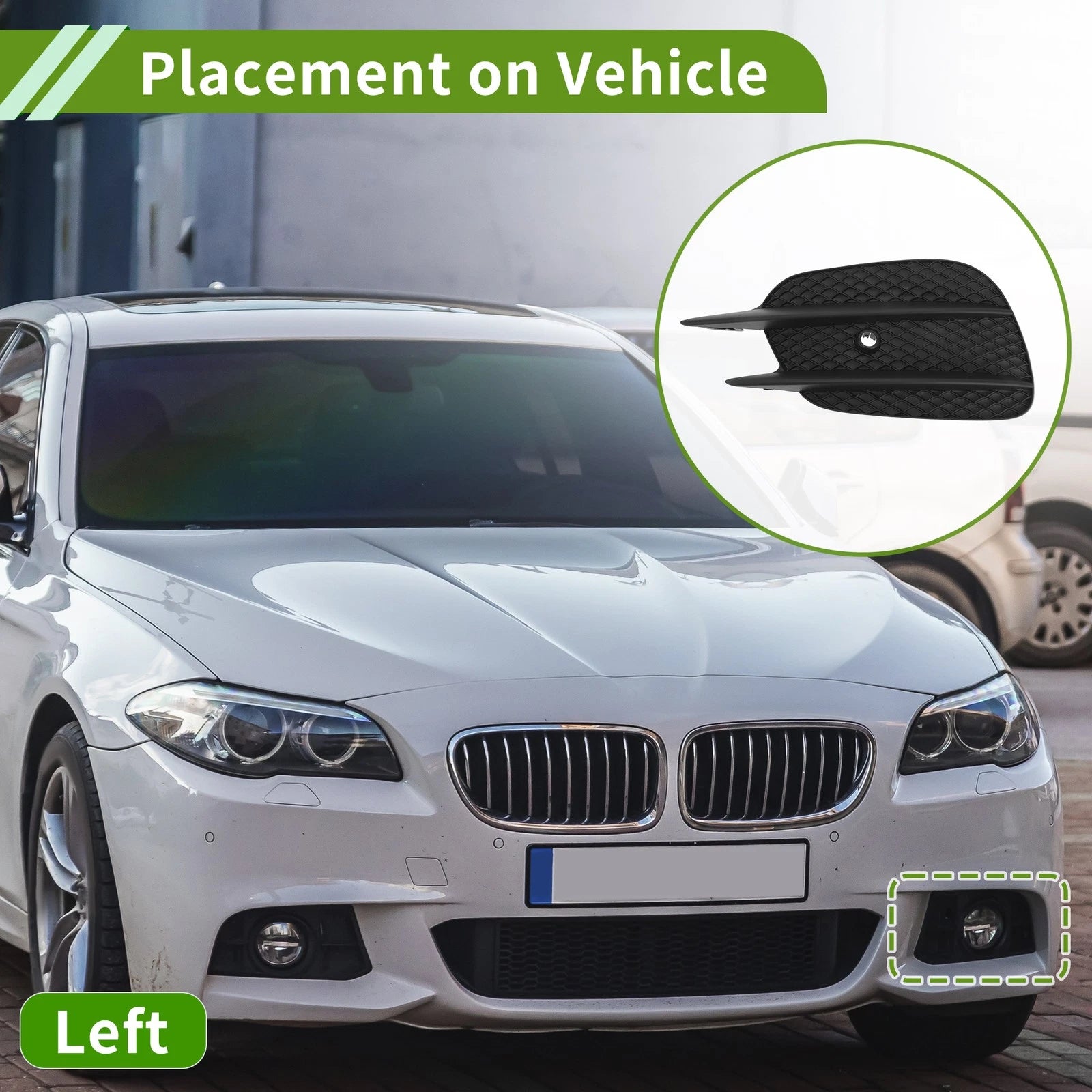 1 Pc Front Left Fog Light Grill for Mercedes Benz E-Class (2017–2023) No. 2138856700 Black