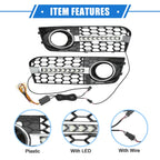Front Bumper Fog Light Grille with LED 8KD807682 for Audi A4 B8 (2009–2011)