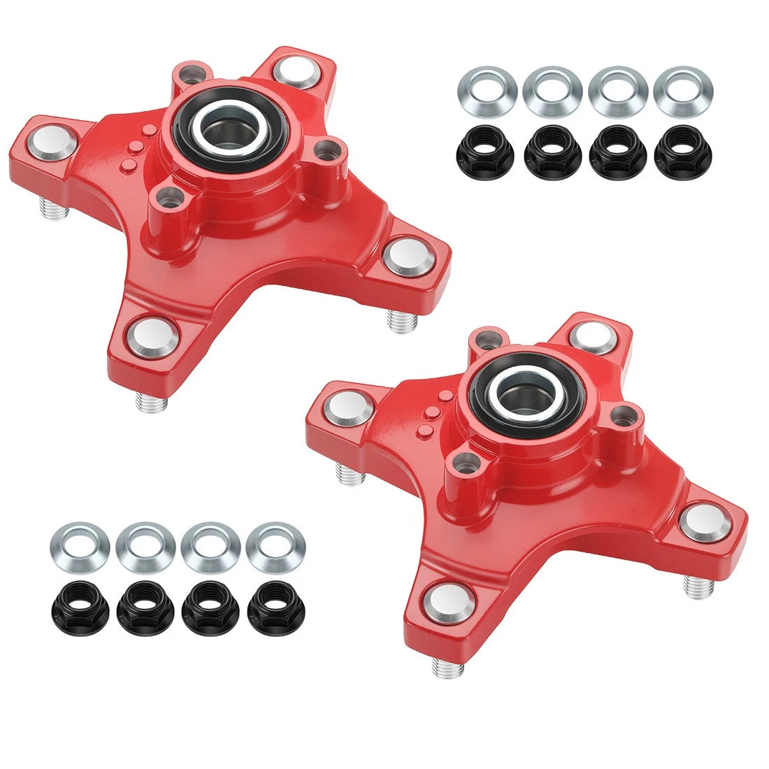 2X Front Red Wheel Hubs w/Nuts for Honda Sportrax 250 TRX250EX TRX250X (2001–2020)