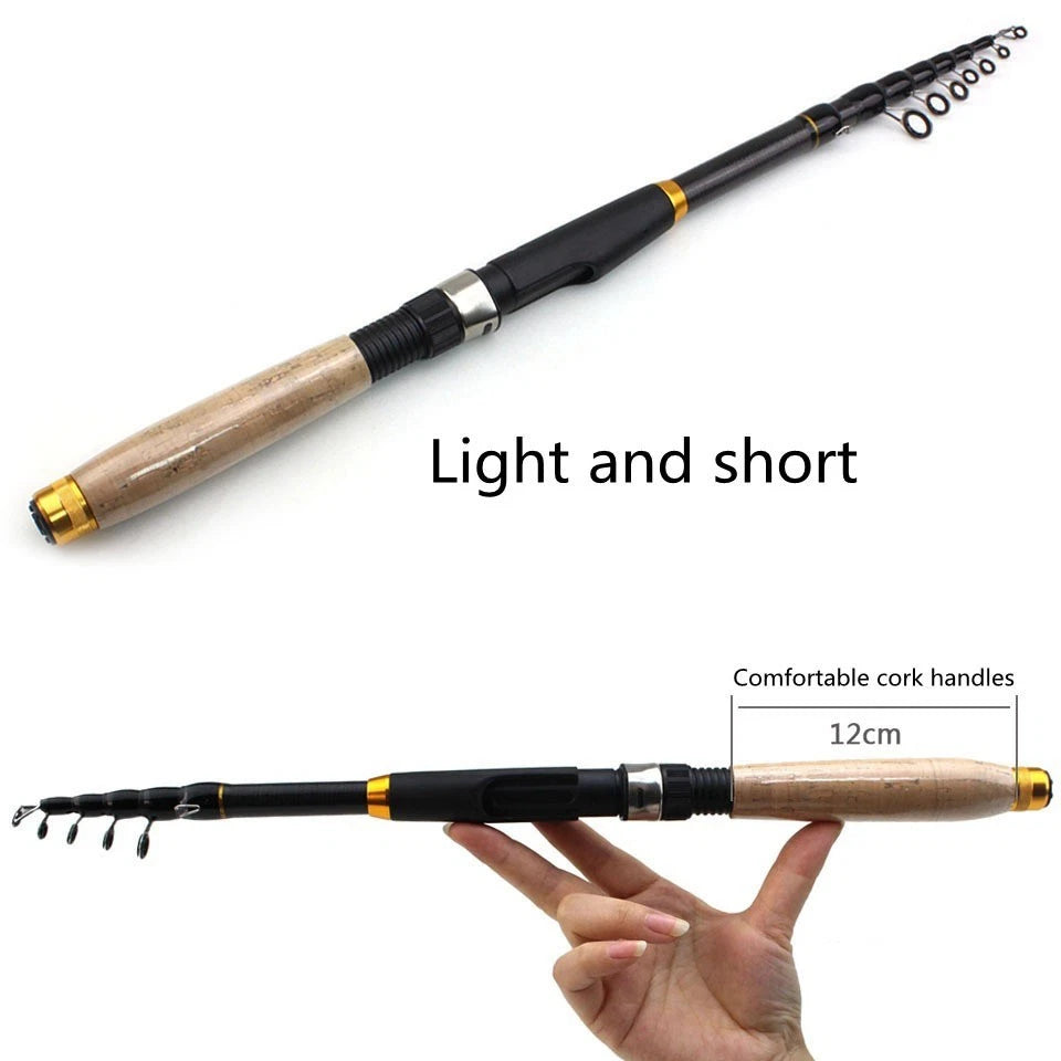 Telescopic Carbon Fishing Rod for 1.8M 2.1M 2.4M (10-35g Lure Capacity)