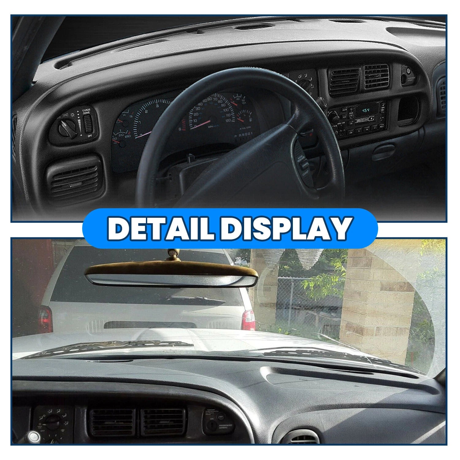 Dash Bezel & Dashboard Cover Overlay for Dodge Ram 1500/2500/3500 (1998–2002)