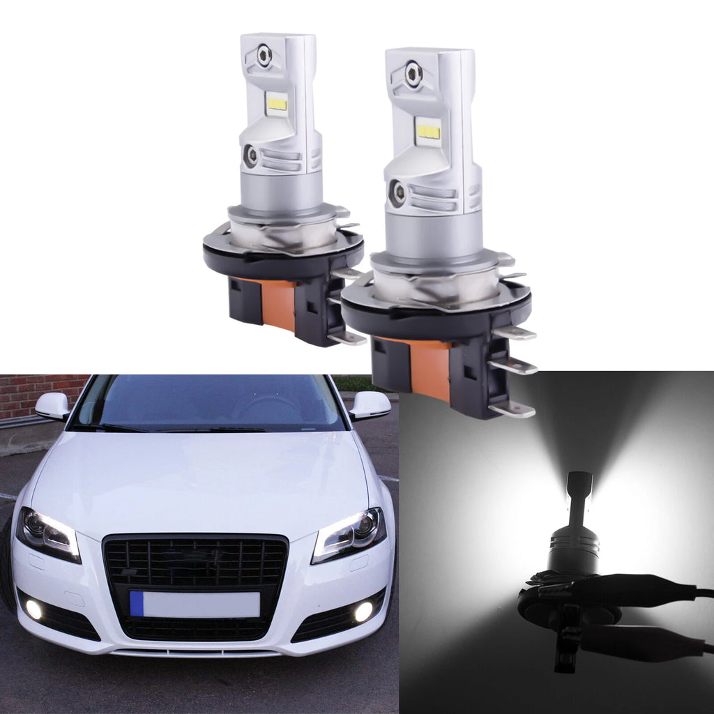 2x 6000K White 100W H15 LED DRL Bulb for Audi A3 (2015–2016)
