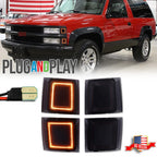 4X Amber LED Front Side Marker Lights for Chevy C/K 1500 2500 3500 (1994–1998)