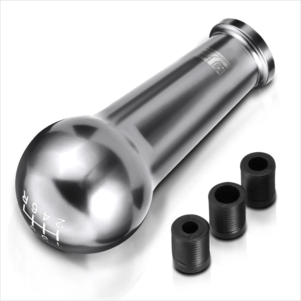 J2 Aluminum Ball Teardrop Shift Knob for 6-Speed MT (M8 M10 M12) Silver