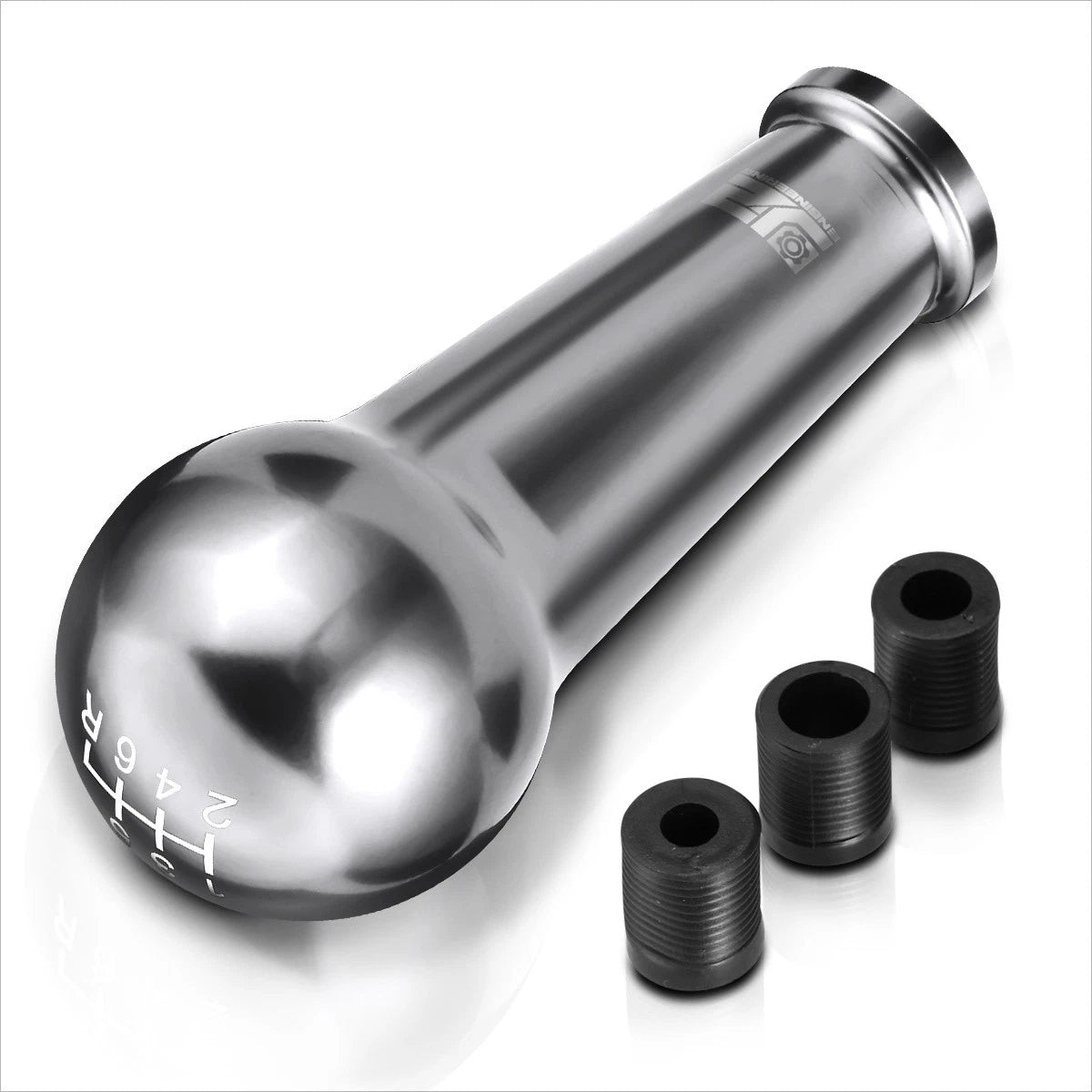 J2 Aluminum Ball Teardrop Shift Knob for 6-Speed MT (M8 M10 M12) Silver