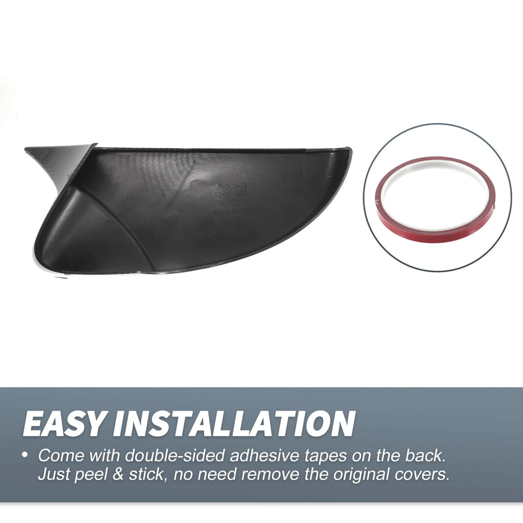Pair Rearview Mirror Cover Overlay Black Carbon Fiber for Volkswagen Golf (2009–2013)