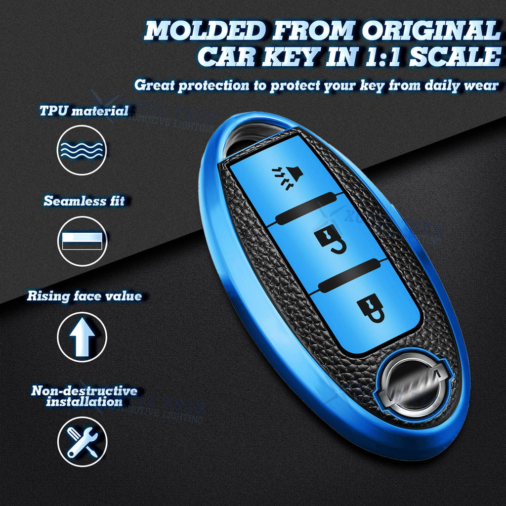 Leather Key Fob Cover Case Shell for Nissan (2017-2024)