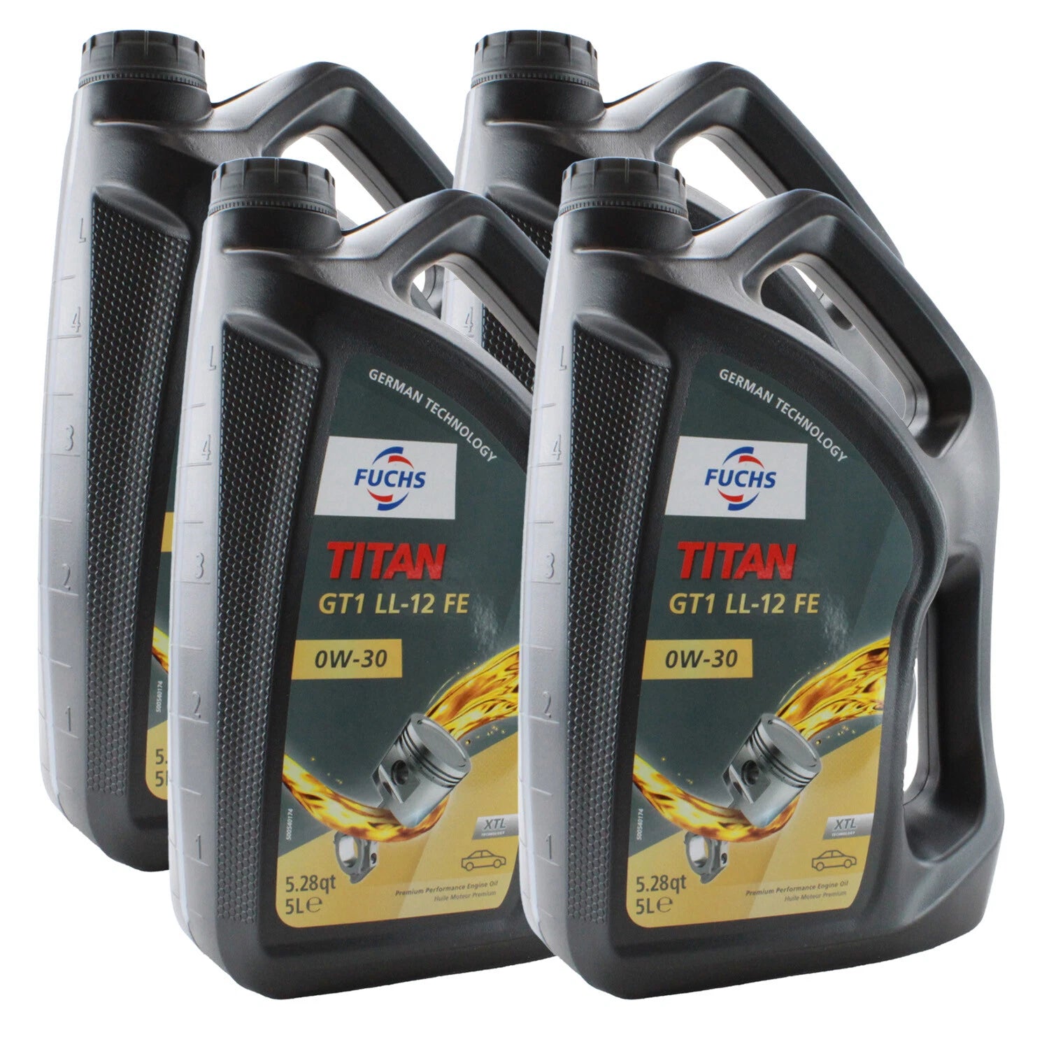 Set of 4 Fuchs TITAN GT1 LL-12 FE SAE 0W-30 Engine Oil for Hyundai Jaguar