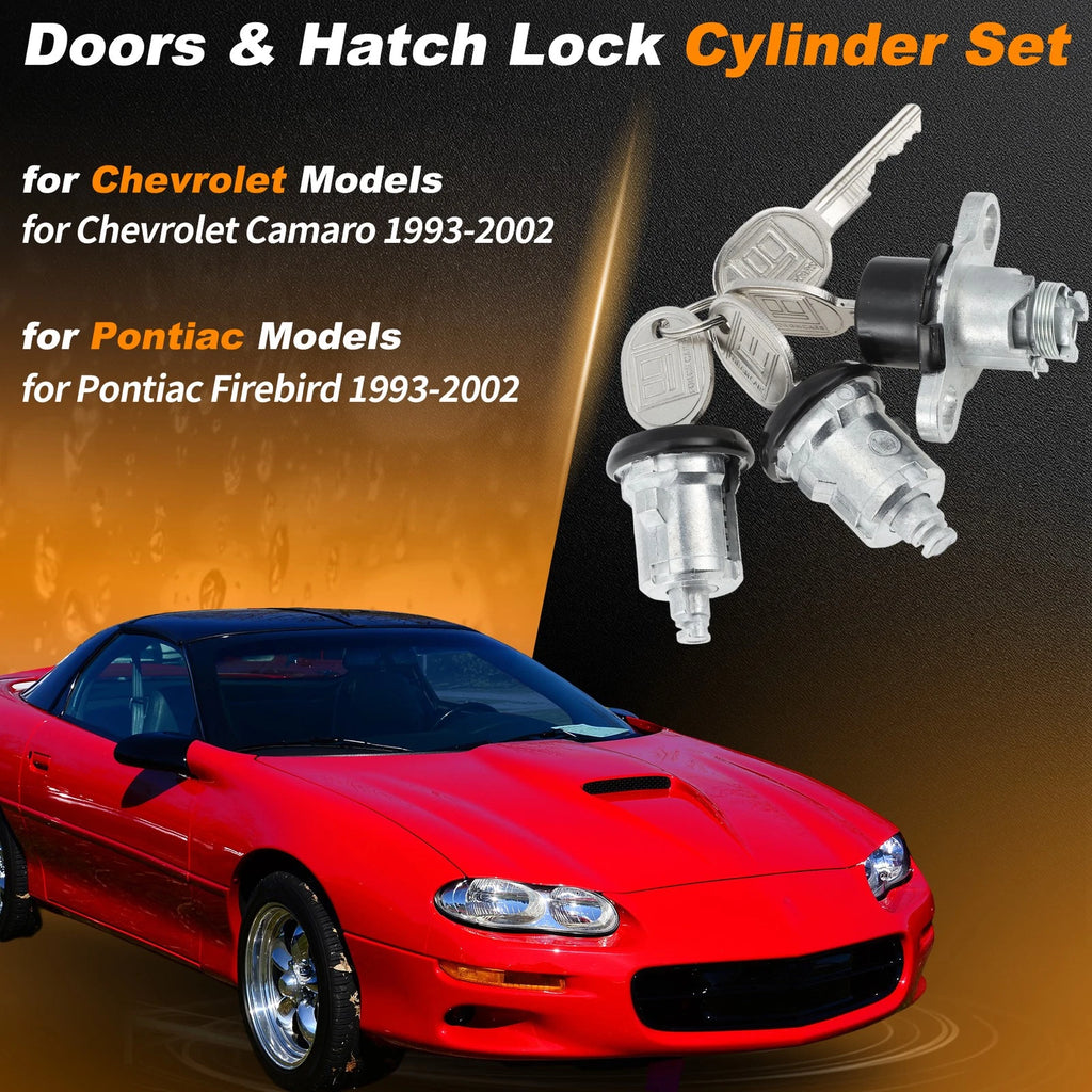 Set of 2 Doors & Hatch Lock Cylinder PY472 for Chevrolet Camaro, Firebird (1993–2002)