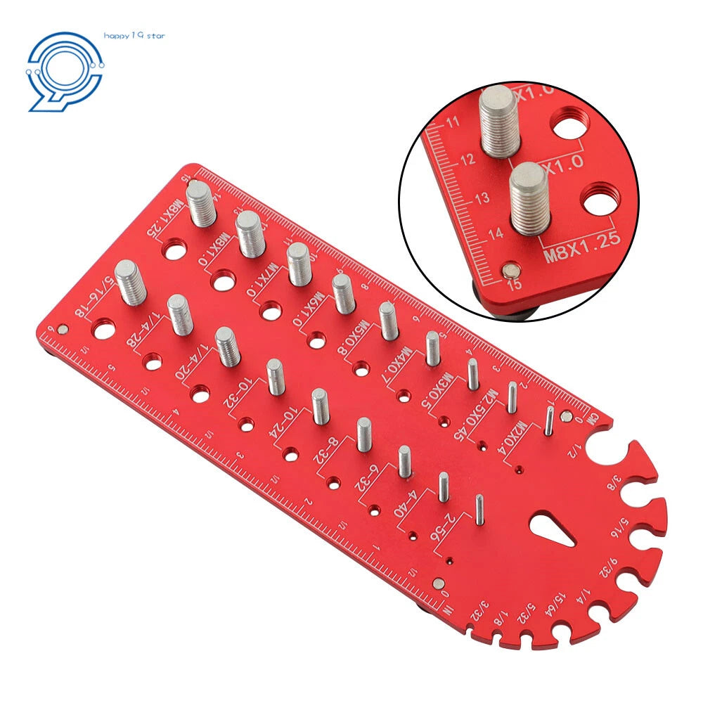 Nut and Bolt Thread Checker Gauge 18 Hole 3/32 to 1/2 Inch