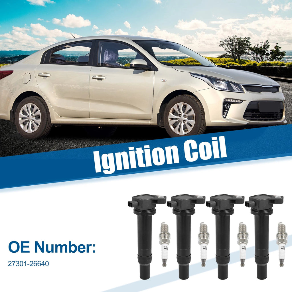 Set of 8 Ignition Coil Packs & Spark Plugs for Hyundai Accent (2010–2017) 27301-26640