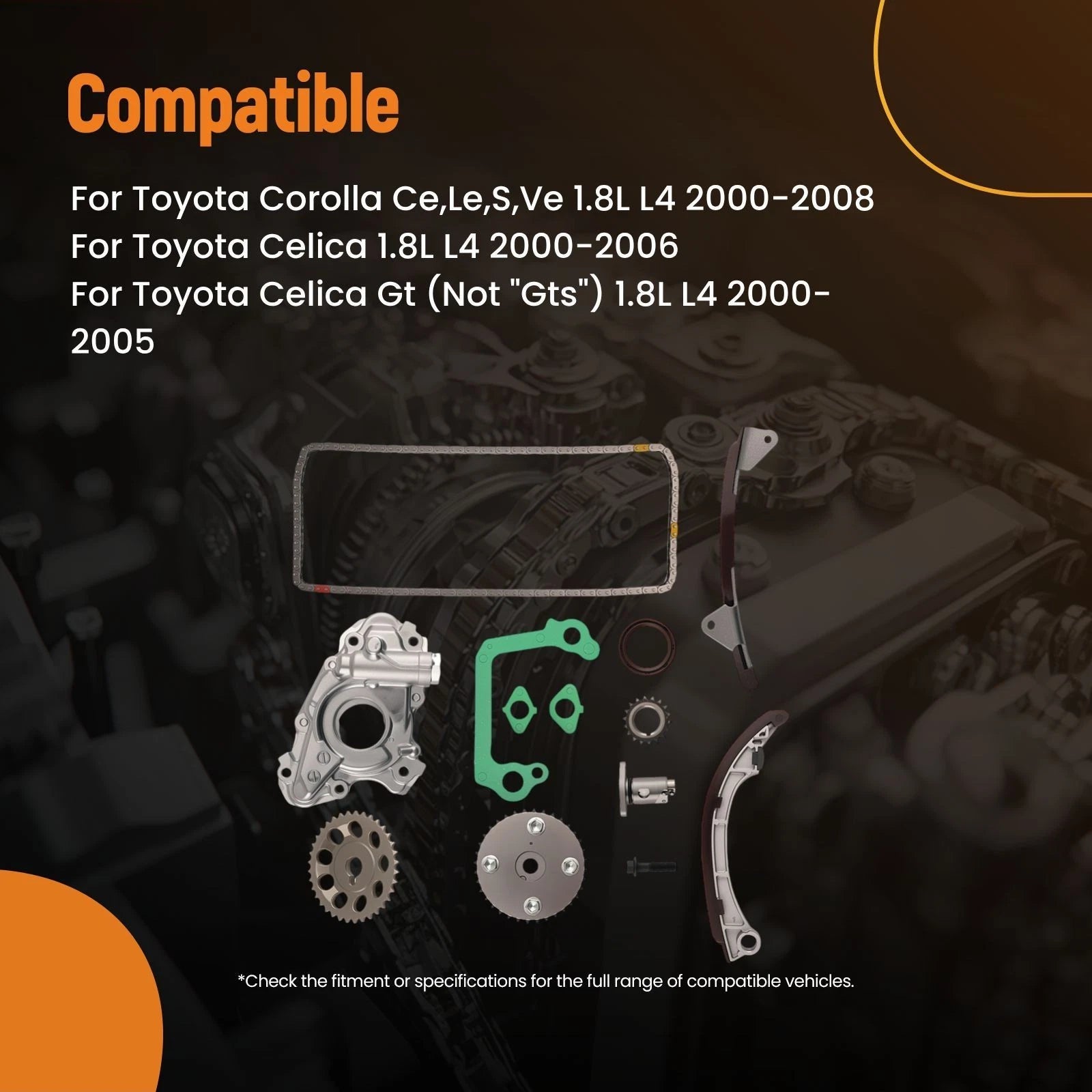 Timing Chain Kit w/ Oil Pump for Toyota Corolla (2000–2008) 1.8L 1ZZFE