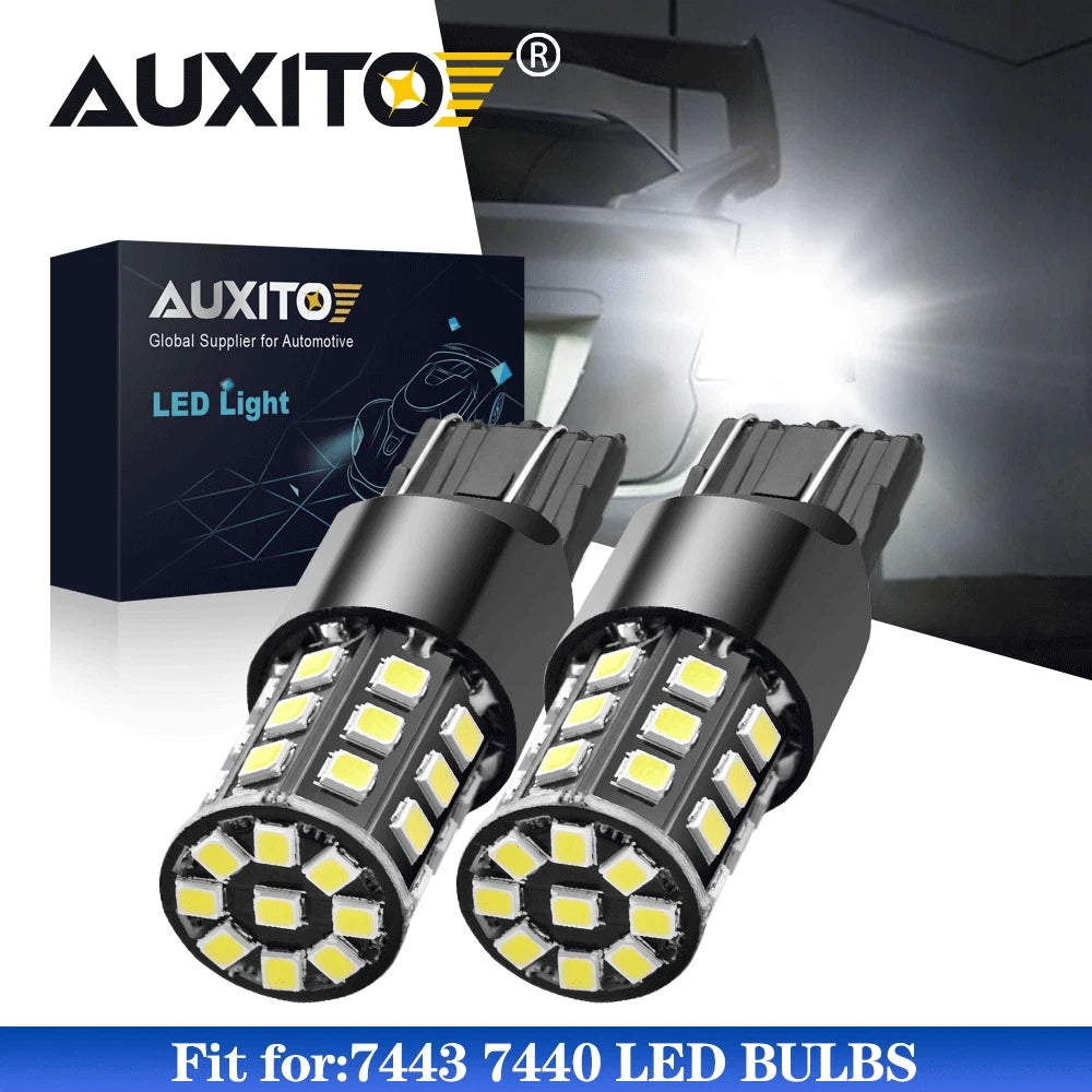 2X 33-SMD 7443 7440 White LED Turn Signal Backup Reverse Lights Bulbs