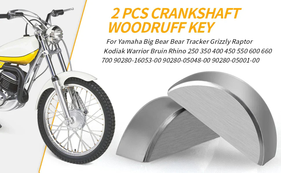 2 x Crankshaft Woodruff Key for Yamaha Big Bear Grizzly Kodiak (1995–2016)