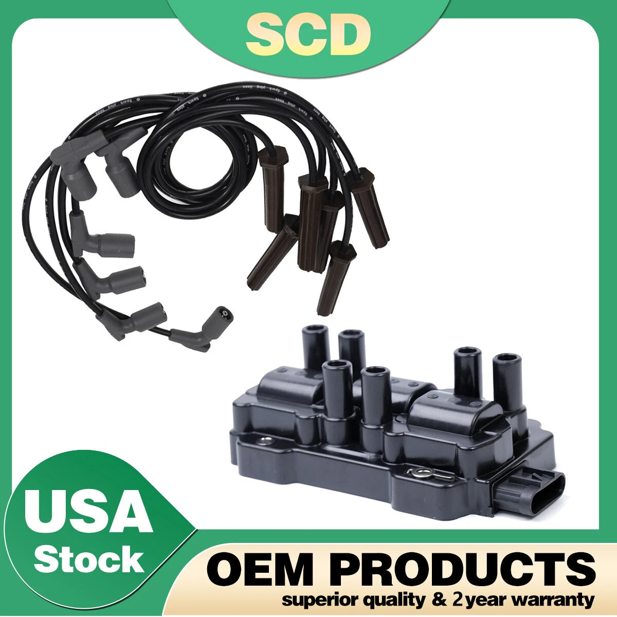 Ignition Coil & Spark Plug Wire for Chevrolet Pontiac V6 (3.4L, 3.5L, 3.9L, 4.3L)