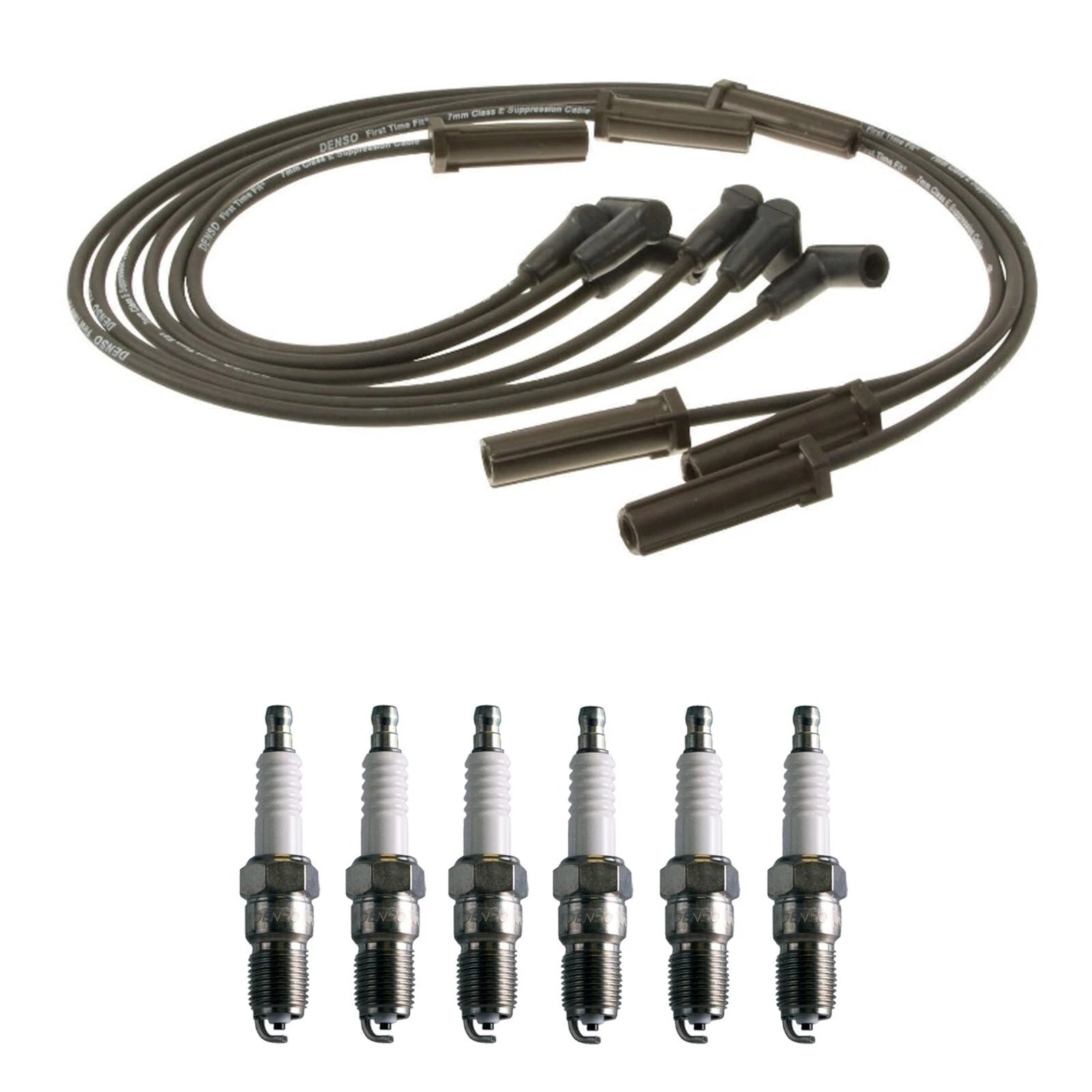 Denso 7mm Wire Set & 6 U-Groove Spark Plugs Kit for Buick Chevy Pontiac