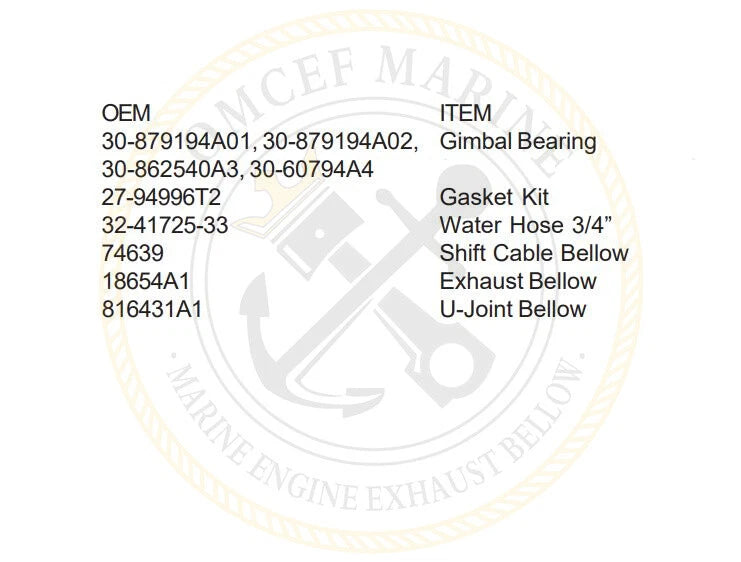 Transom Repair Kit for Mercruiser Alpha One Gen 2 (30-803099T1)