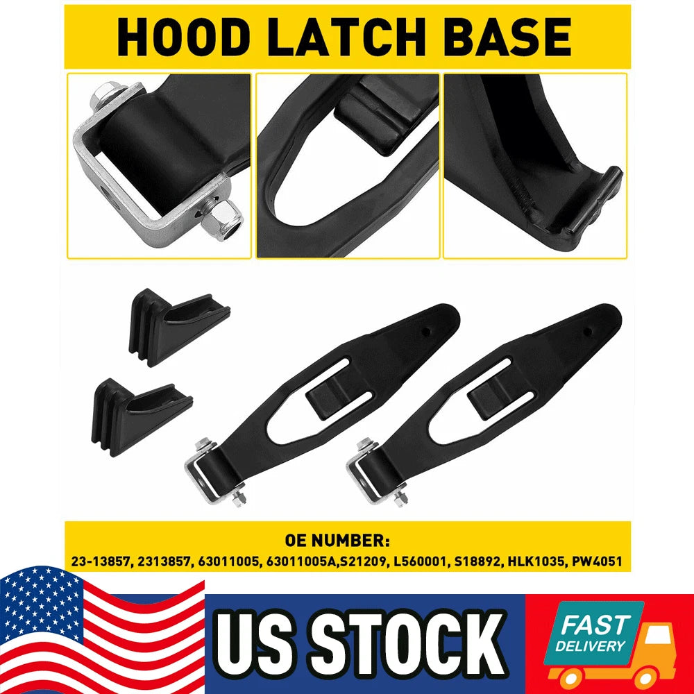 2X Black Hood Latch Base for Peterbilt 357 367 377 378 379 388 389