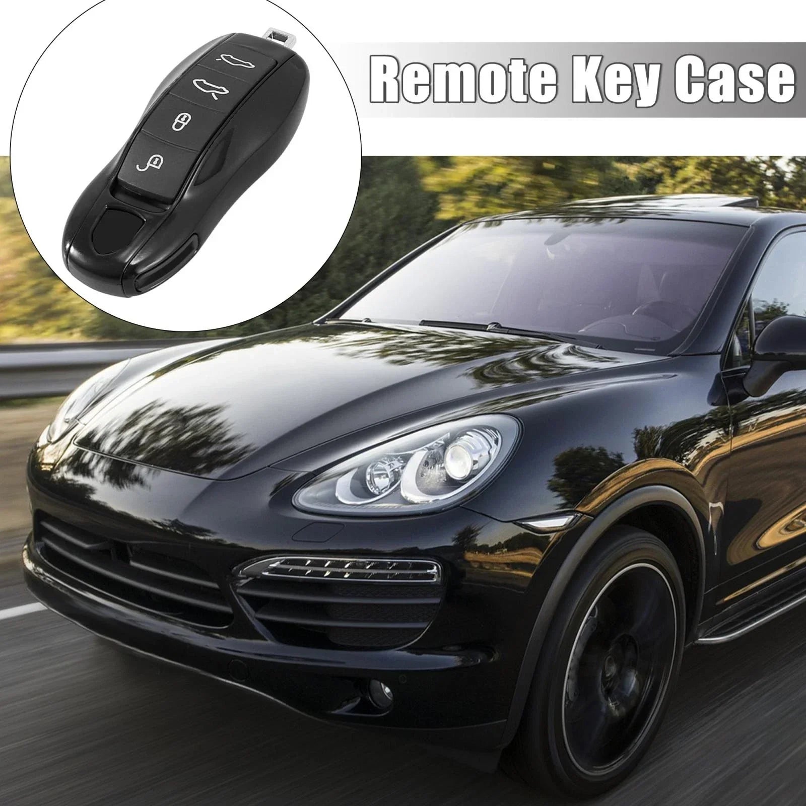 Gloss Black Key Fob Shell Set for Porsche Cayenne Panamera (2003-2023)