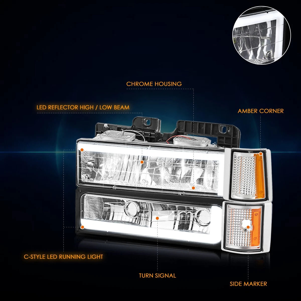 Clear Lens Fog Lights for Chevy Silverado/Avalanche (2002–2007)