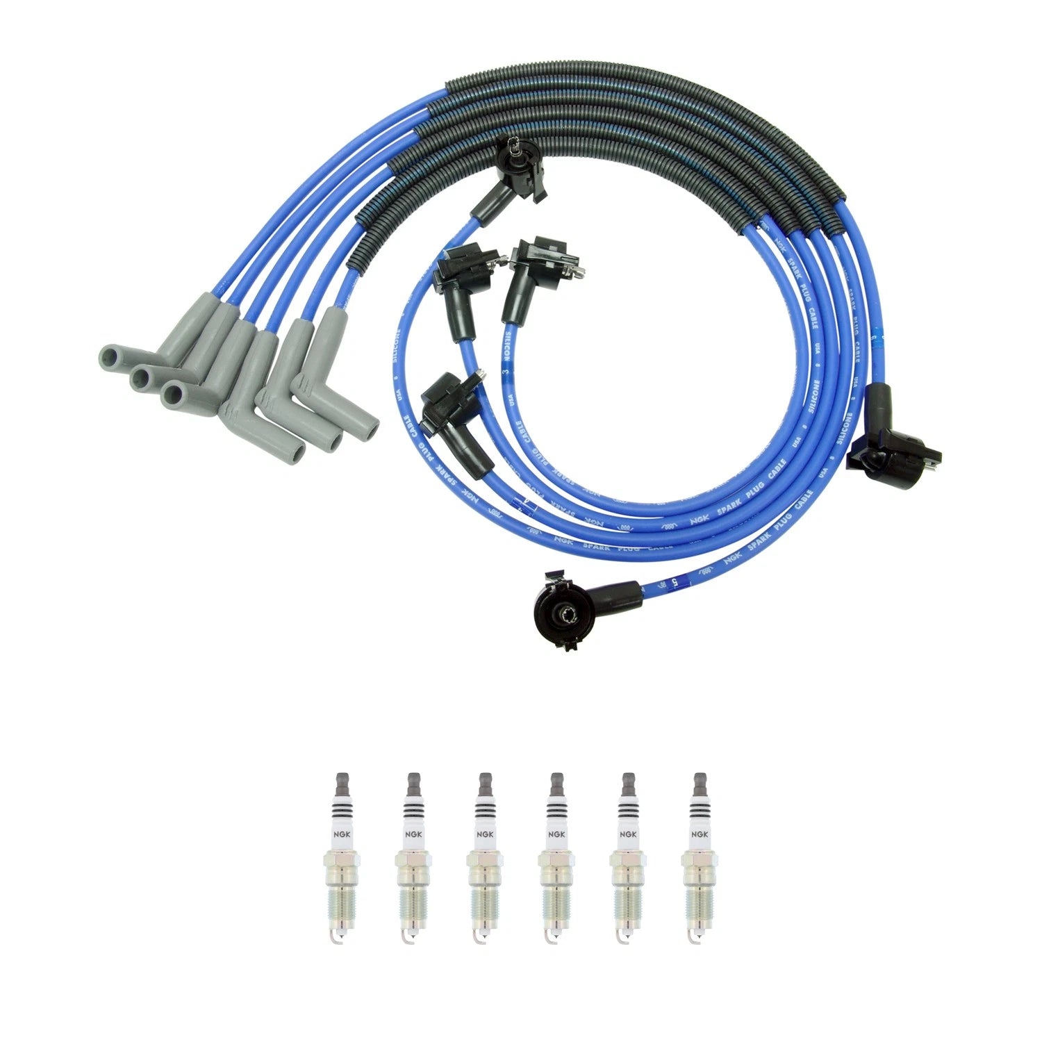 Set of 6 NGK Iridium IX Spark Plugs & Wire Set for Ford E-Series F-150 (1997–2003)