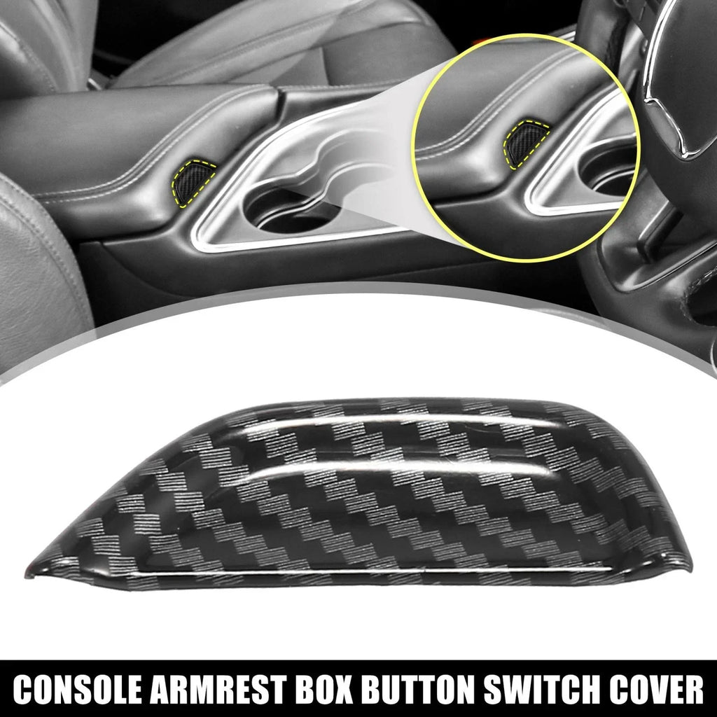 Carbon Fiber Armrest Box Button Switch Cover for Dodge Challenger (2015-2020)