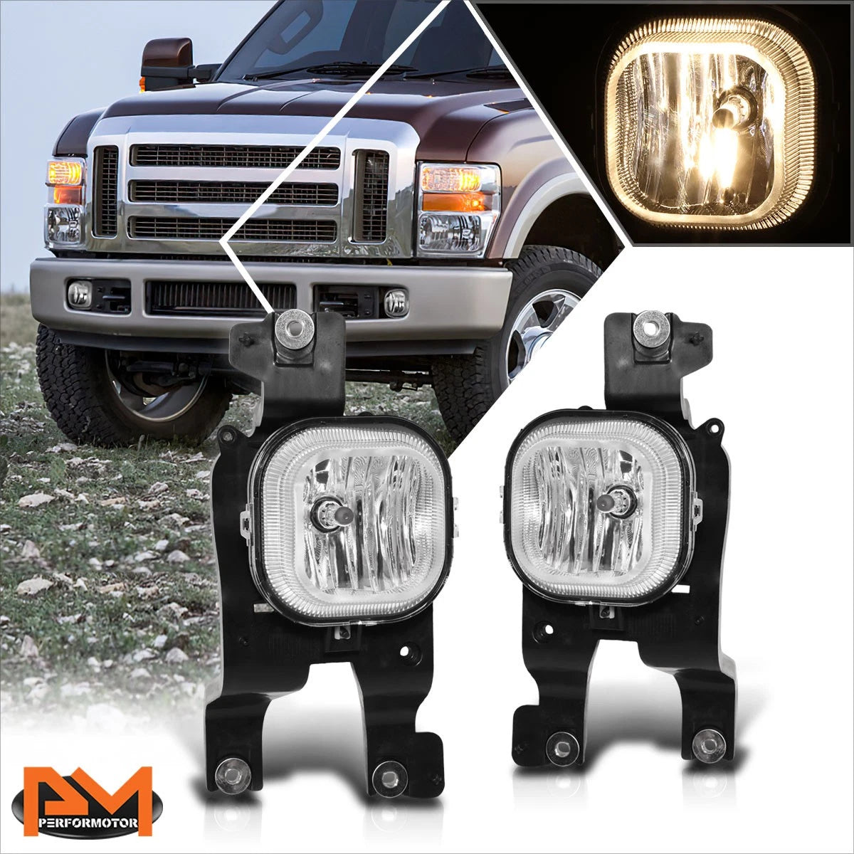 Clear Lens Bumper Driving Fog Lights for Ford F250-F550 Super Duty (2008–2010)
