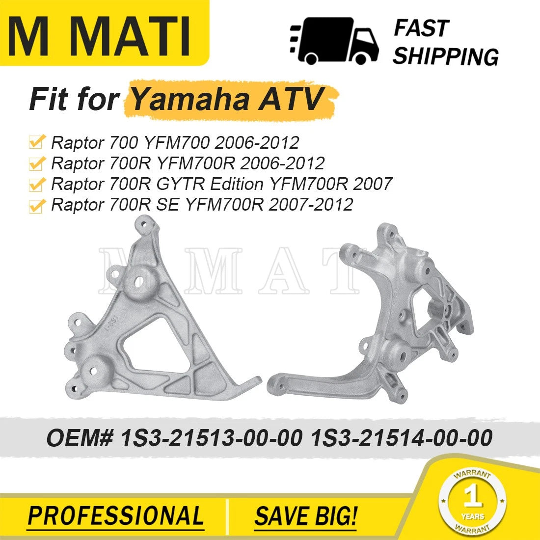 Front Fender Headlight Brackets for Yamaha Raptor (1S3-21513-00-00, 1S3-21514-00)
