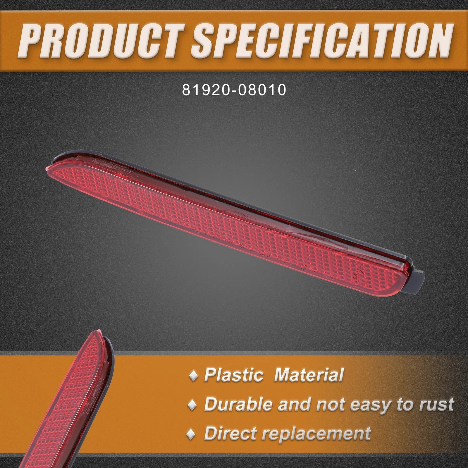 Rear Left Bumper Reflector Light Cover for Toyota RAV4 (2019–2023) 81920-08010 Red