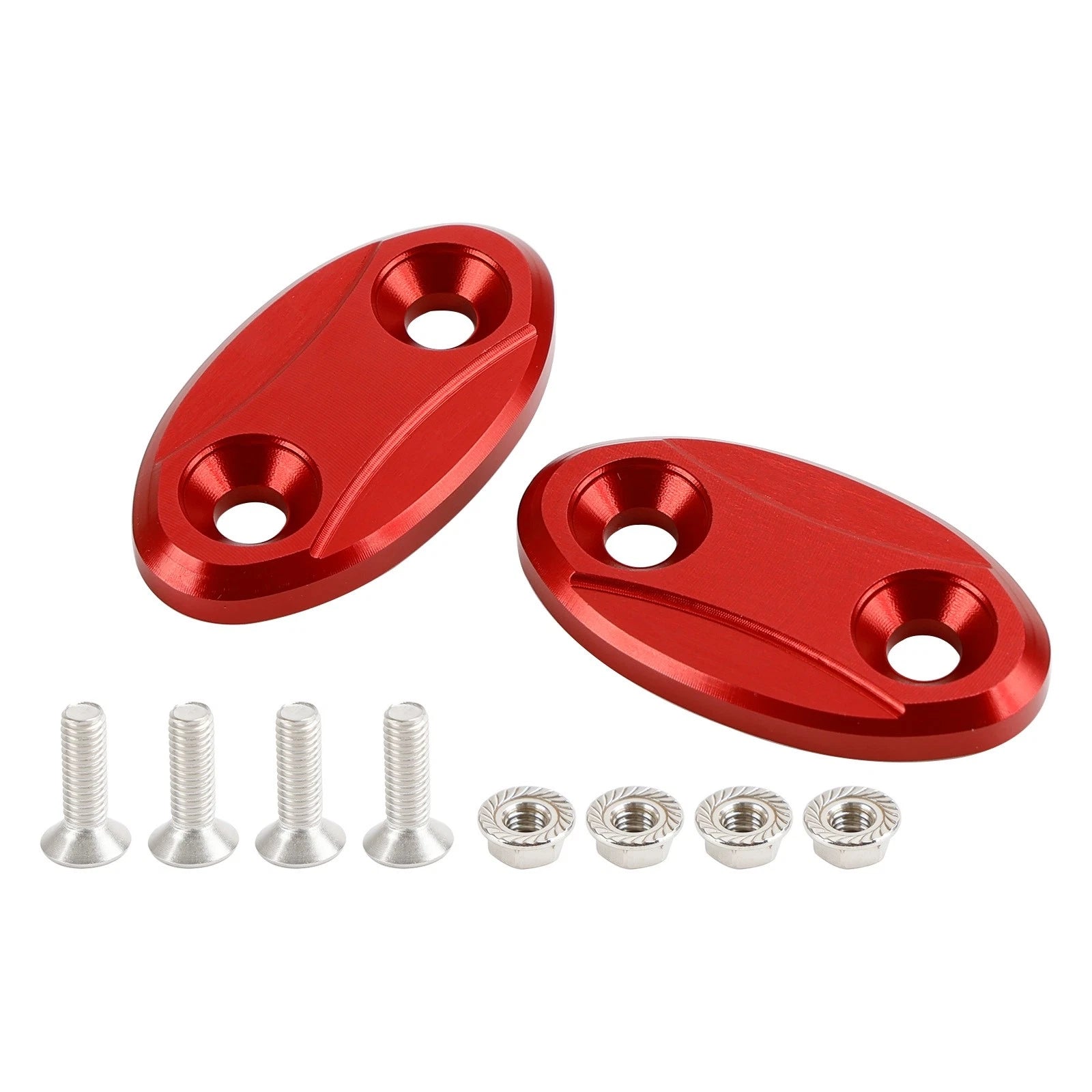 Set of 2 Aluminum Mirror Block Off Plates Hole Caps Red for Yamaha YZF-R1 (2007–2014)
