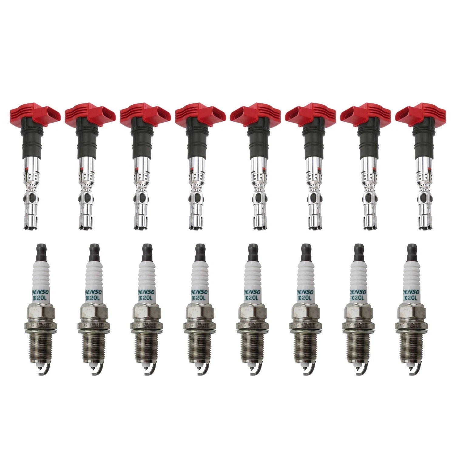 Set of 8 Ignition Coils & Denso Iridium Spark Plugs for Volkswagen Audi (4.2L)
