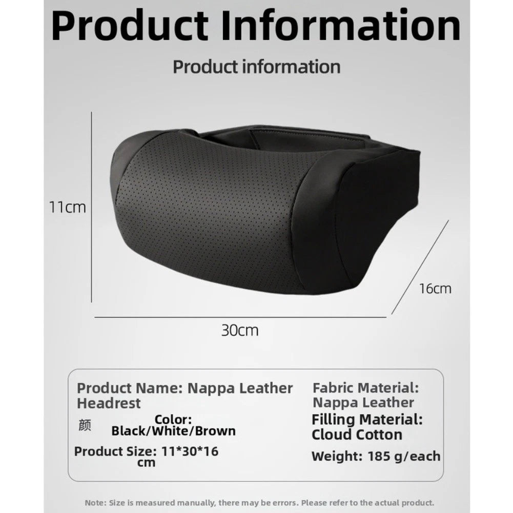 Seat Neck Support Pillow for Car (Nappa Leather, Cotton Fill)