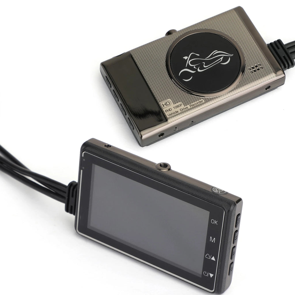 Motorcycle DVR Video Recorder with 1080P Front & Rear View Cameras