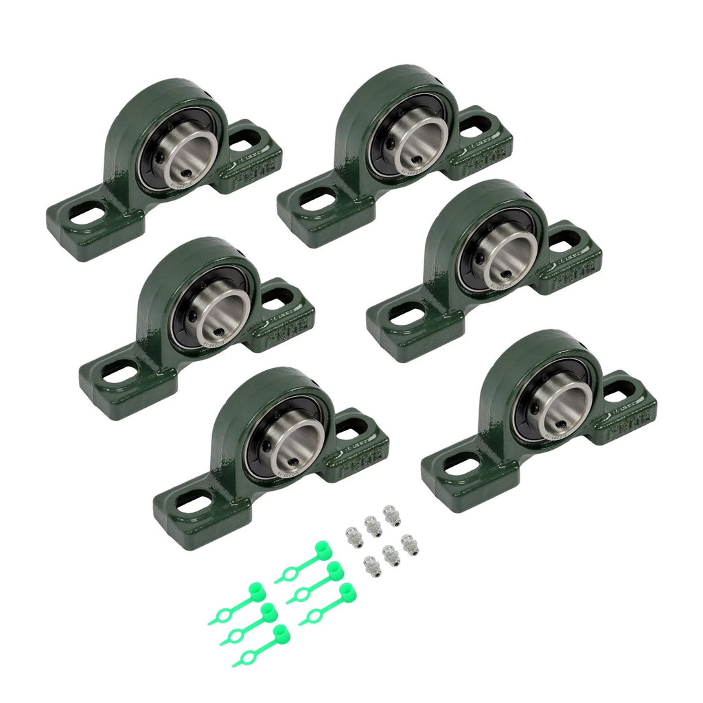 Set of 6 Pillow Block Mounted Ball Bearings for Various Applications