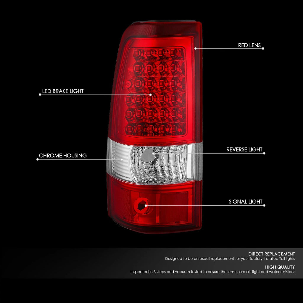 Set of 2 Full LED Tail Brake Light Lamps for Silverado Sierra 1500 2500 (2003–2007)