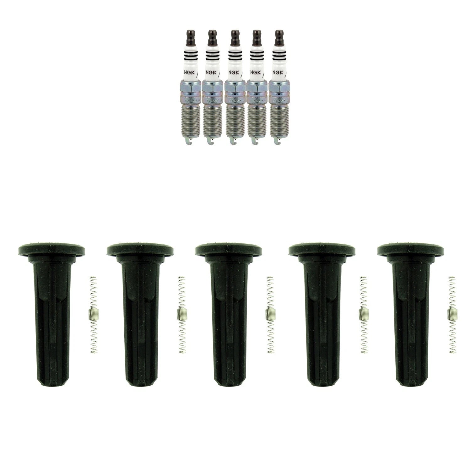 NGK 5 Iridium IX Spark Plugs & Coil Boots Kit for Canyon Colorado H3 H3T (2004–2012)