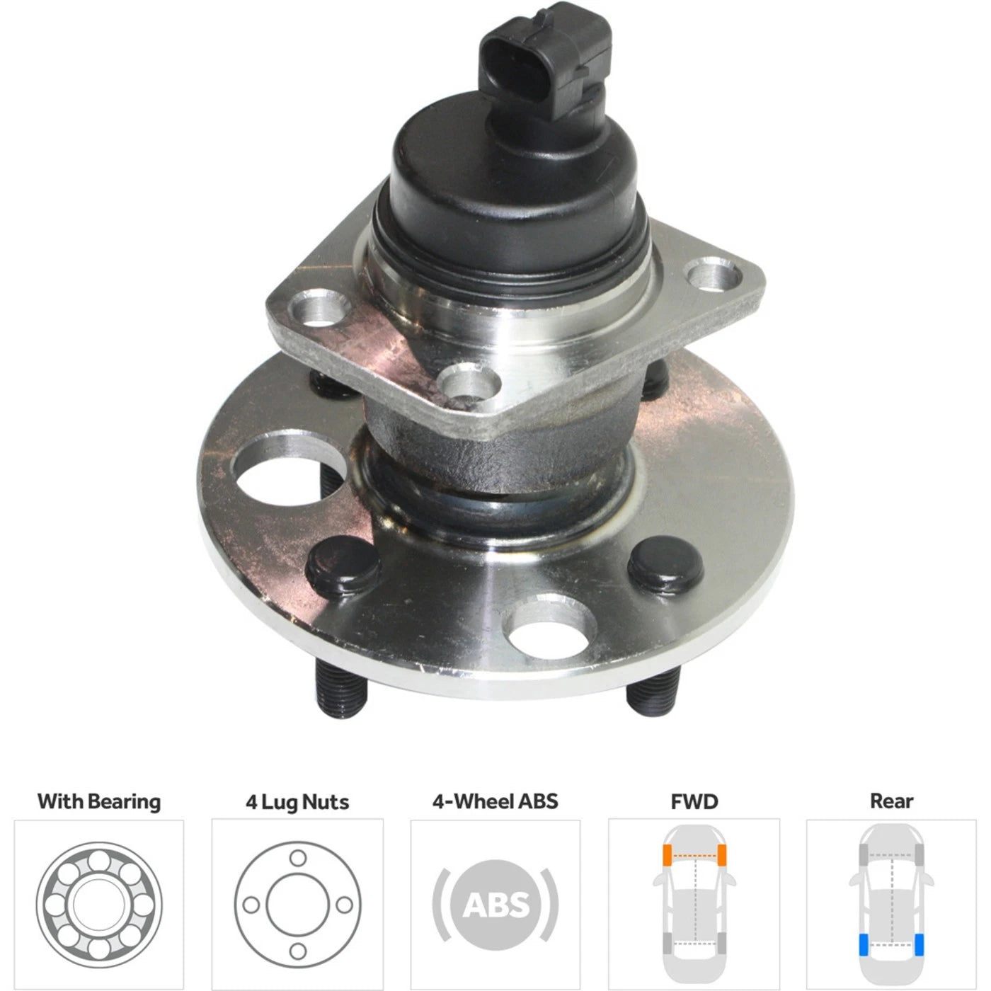 Set of 2 Wheel Hubs for Saturn SL2 (1991–2002) Rear 4 Lug 4-Wheel ABS