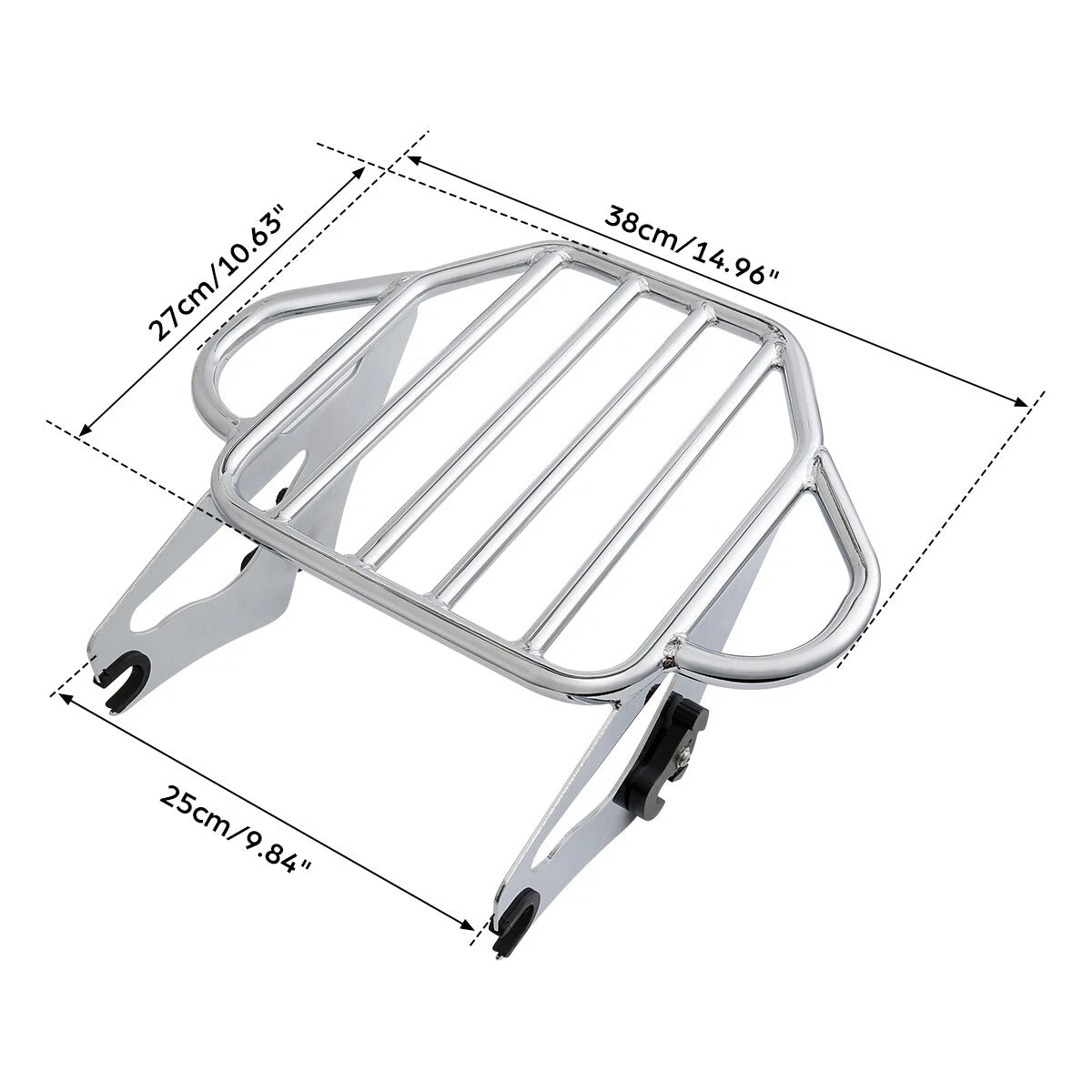 Chrome Two Up Luggage Rack Docking Kit for Harley Touring Road King (2009–2013)