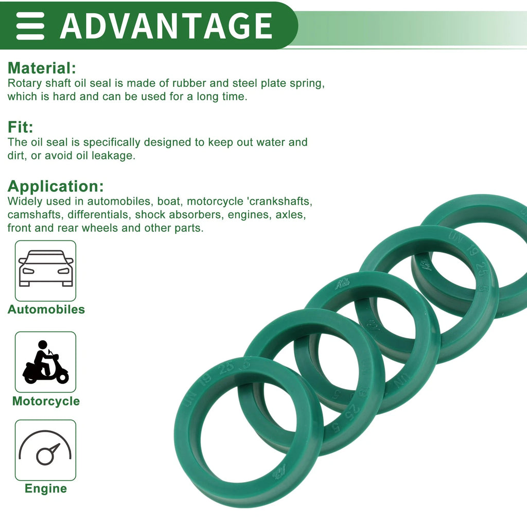 Set of 5 Oil Seal Rotary Shaft Seal 19x25x5mm TPU High Pressure