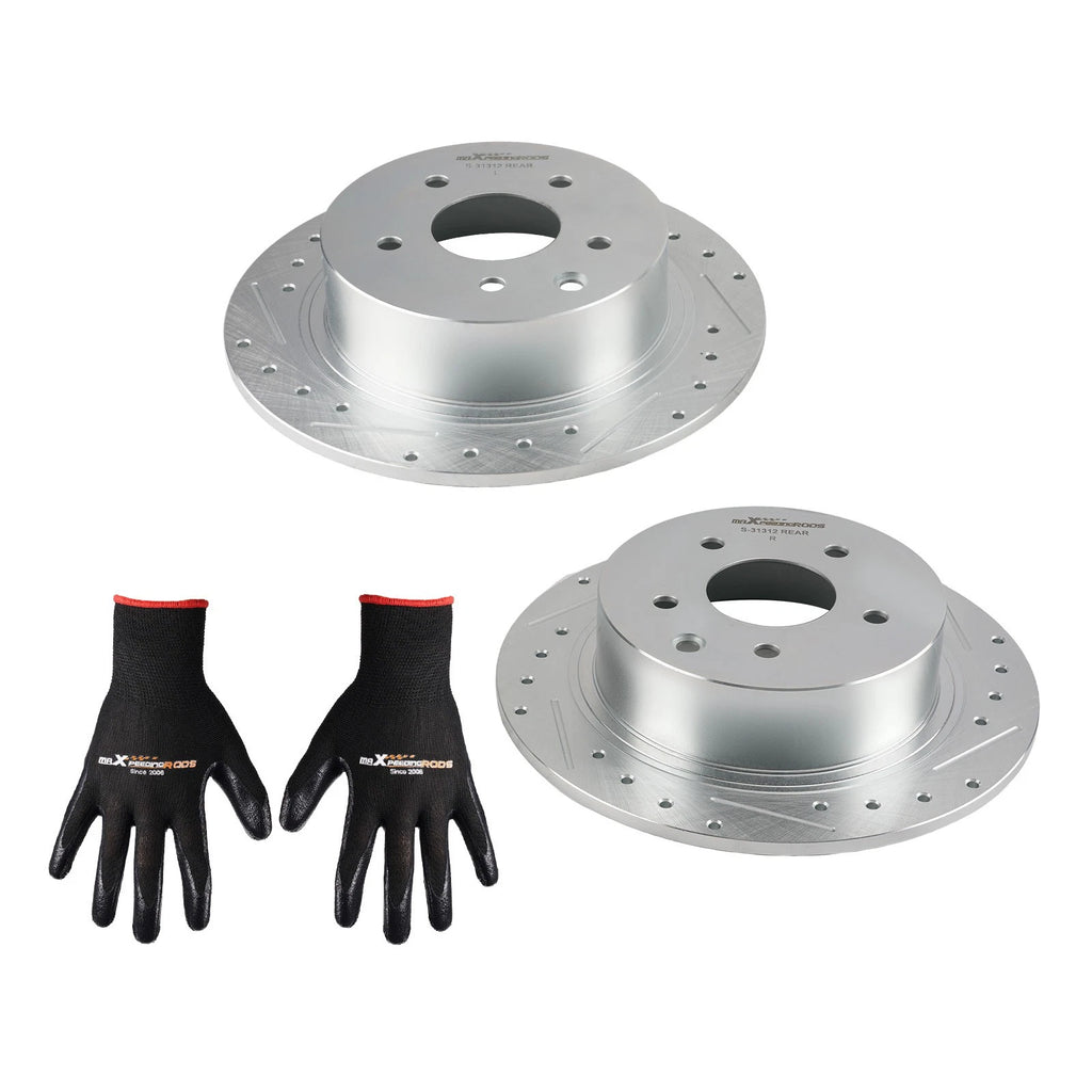 Rear Drilled & Slotted Brake Disc for Nissan Altima (2002–2025), Juke (2011–2017), Sentra (2007–2019)