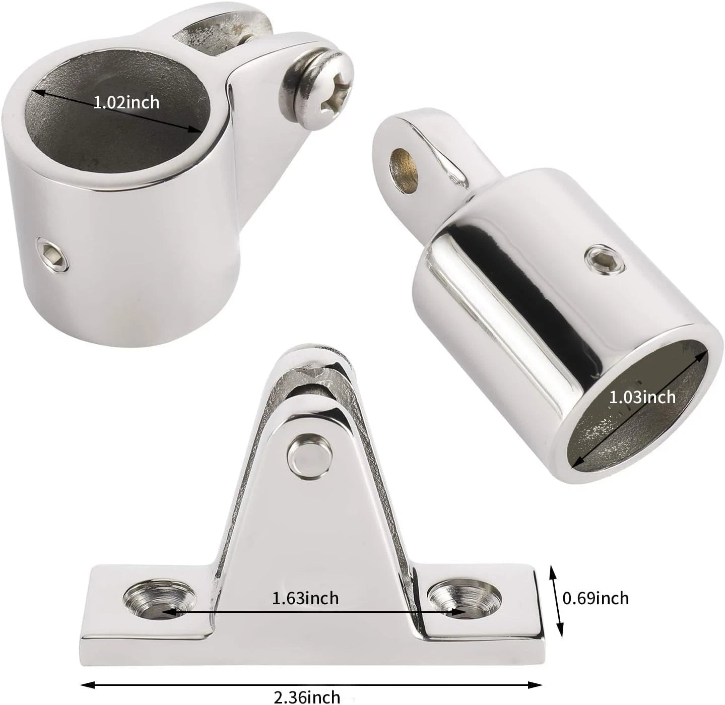 10Pcs Bimini Top Fittings for Boat Deck (Fits 1" Stainless Steel Jaw Slide)