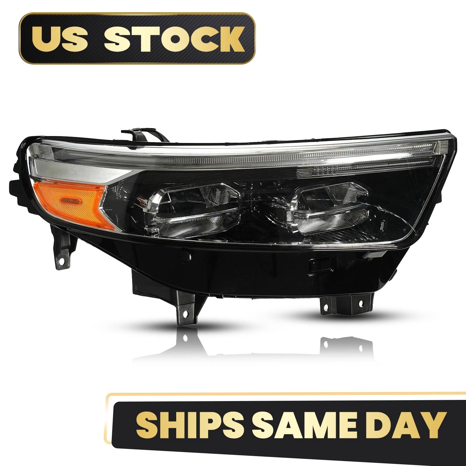 Full LED Headlight w/LED DRL for Ford Explorer (2020–2024) Right Passenger Chrome
